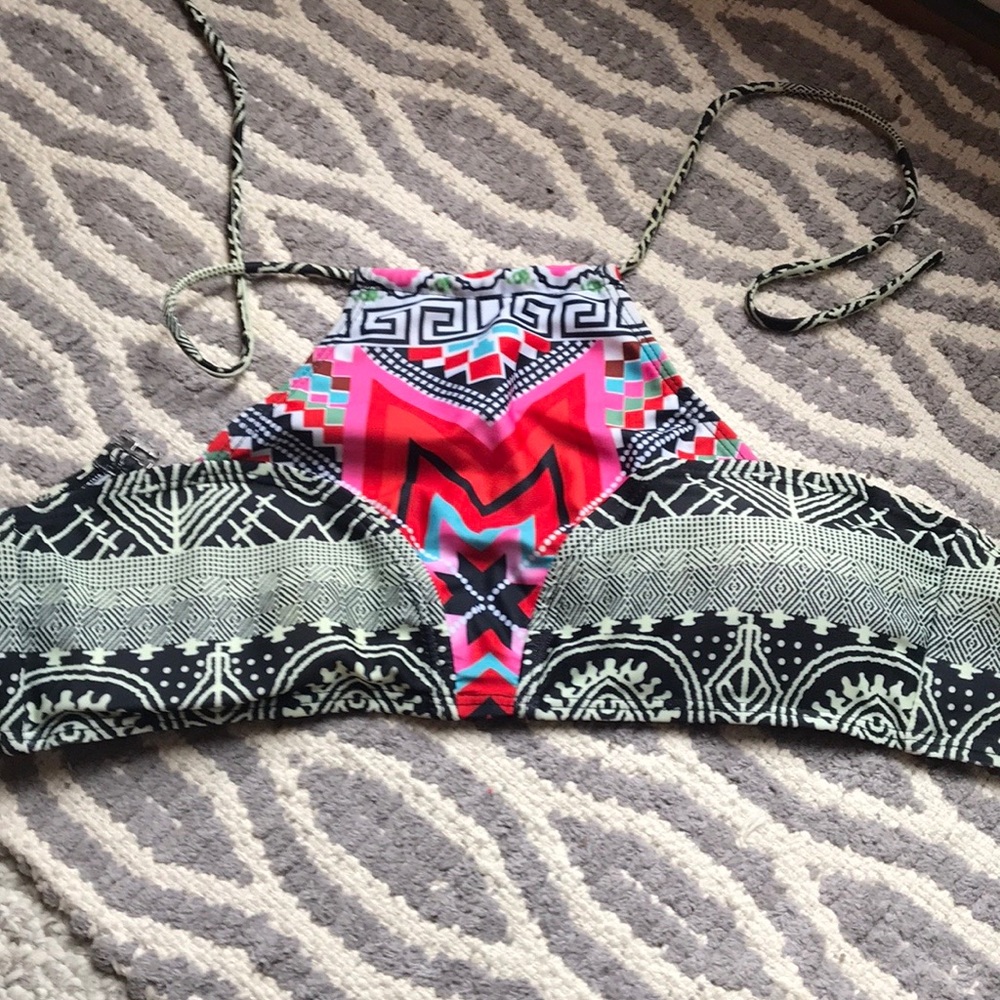 Tribal print halter bathing suit top